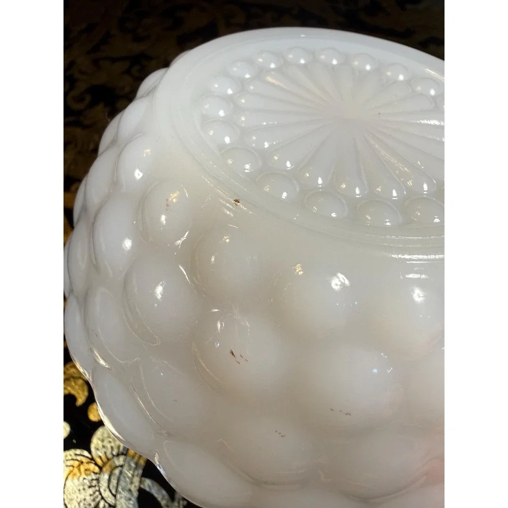 Vintage‎ Milk Glass Bowl with Label | Mid Century Scalloped White Dish 4.5
